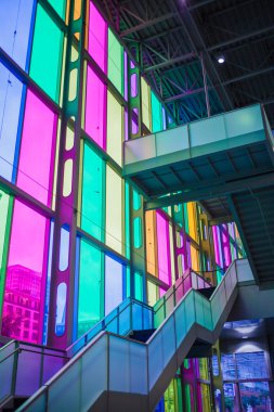 Indoor glass color at Palais des Congrès de Montréal