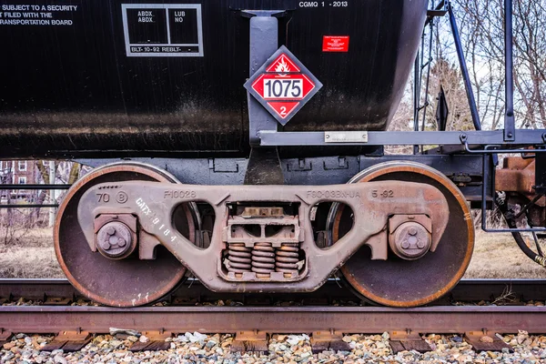 Rail road detail during a hot sping day in Farnam. — Stock Photo, Image