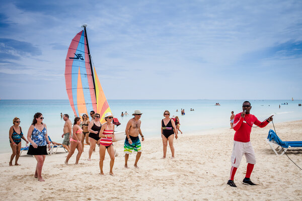 Cuba Beach With many Canadian Tourists
