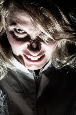 Scary Psycho Blonde Woman Frustrated clipart