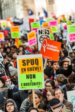 Protesters in the streets with Sign, Placard and Flags clipart