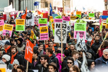 Protesters in the streets with Sign, Placard and Flags clipart