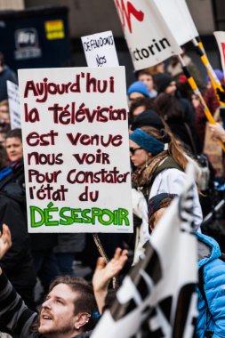 Protesters in the streets with Sign, Placard and Flags clipart