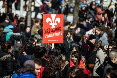  Crowd with Placard, Flags and Signs Walking in the Streets clipart