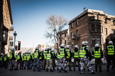  Cops making a line to Control the Protesters clipart