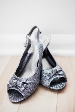 Gümüş düz kadın ayakkabı geçti