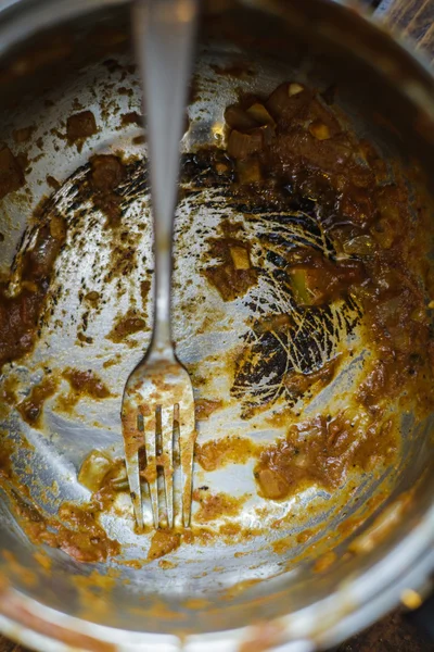 Dirty Pan Depois de um jantar . — Fotografia de Stock