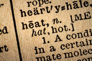 Close-up of the word HEAT and its definition