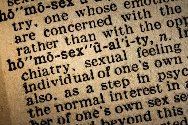 Close-up of the word HOMOSEXUALITY and its definition