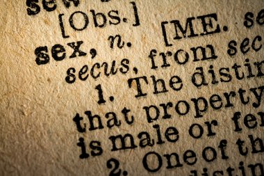 Close-up of the word SEX and its definition