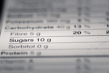 Shallow depth of Field image of Nutrition Facts
