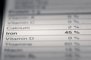 Shallow depth of Field image of Nutrition Facts