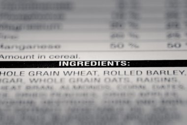 Shallow depth of Field image of Nutrition Facts