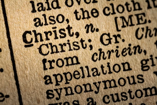 Close-up of the word CHRIST and its definition — Zdjęcie stockowe