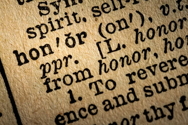 Close-up da palavra HONOR e sua definição — Fotografia de Stock