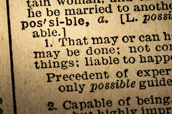 Close-up of the word POSSIBLE and its definition — 스톡 사진