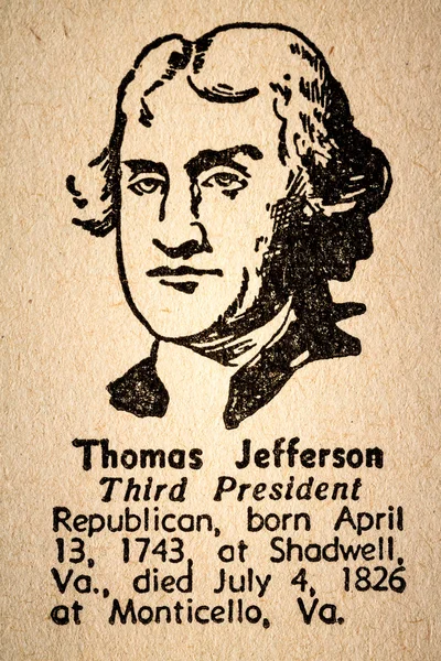 Thomas Jefferson le 3ème Président des Etats-Unis d'Amérique — Photo