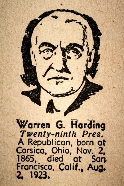 Warren G. Harding, o vigésimo nono presidente dos Estados Unidos da América — Fotografia de Stock