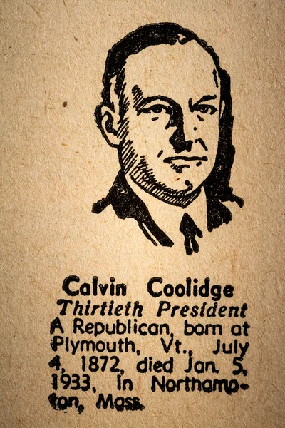 Calvin Coolidge, o trigésimo presidente dos Estados Unidos da América — Fotografia de Stock