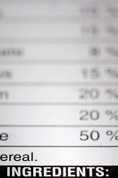 Shallow depth of Field image of Nutrition Facts — Stockfoto