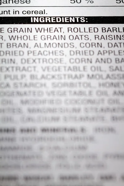 Shallow depth of Field image of Nutrition Facts — Stock Photo, Image