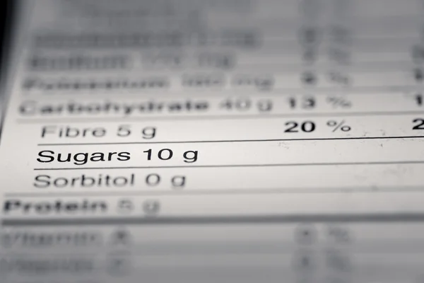 Shallow depth of Field image of Nutrition Facts — Stockfoto