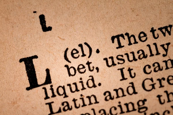 Close-up of a L, the 12th Letter of the Latin Alphabet — 스톡 사진