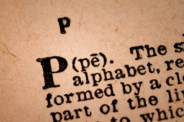 Close-up of a P, the 16th Letter of the Latin Alphabet — 图库照片