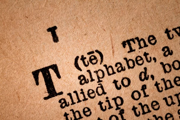 Close-up of a T, the 20th Letter of the Latin Alphabet — ストック写真