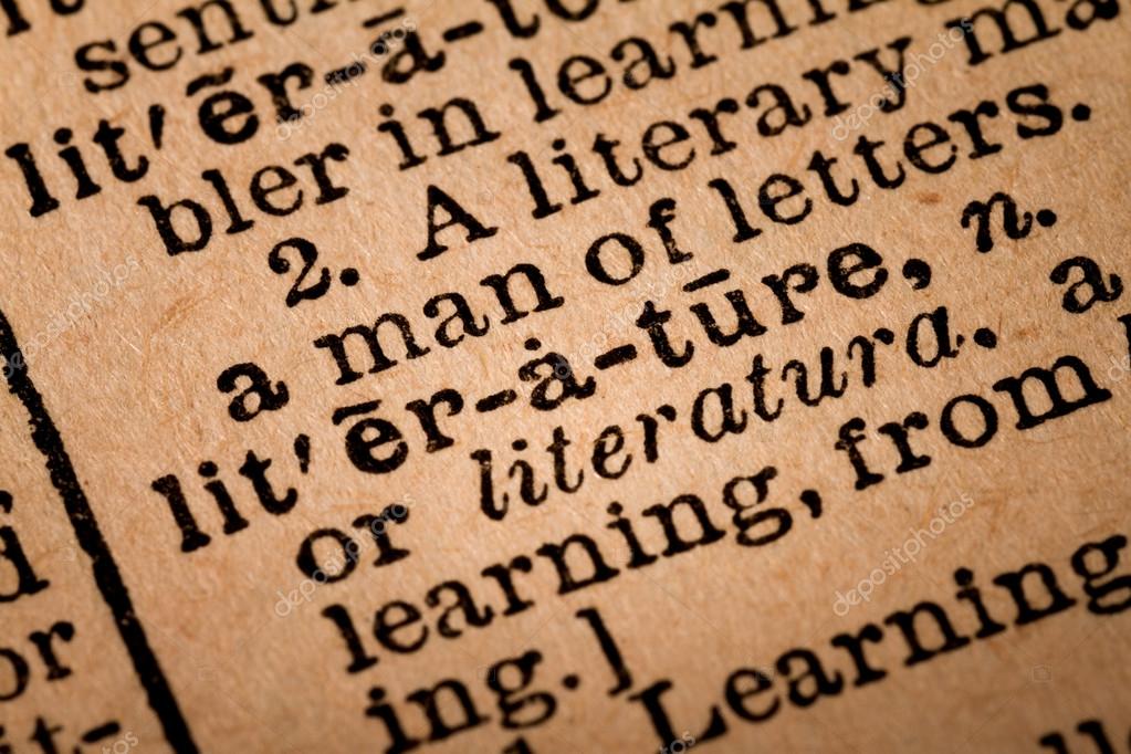Closeup of an Opened Dictionary showing the Word LITERATURE — Stock