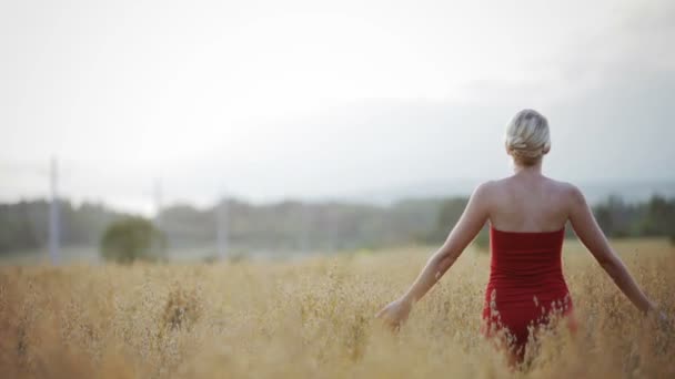 Donna che assorbe l'ultimo raggio di sole e gode della vita — Video Stock