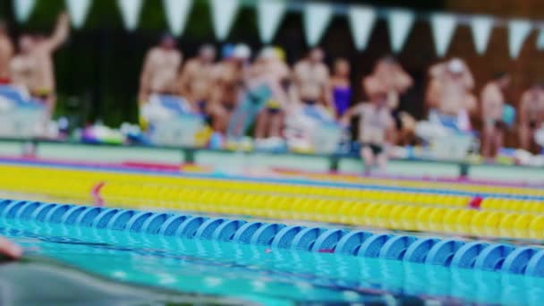Yavaş hareket ile bir havuzda yüzme sınıfı — Stok video