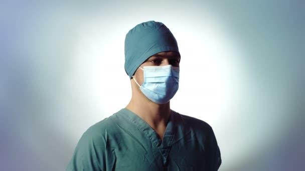 Doctor Portrait with Face Mask — Stock Video