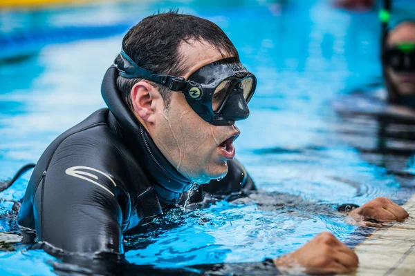 Exit of Static Apnea which will be followed with Official Protoc — Stock Photo, Image