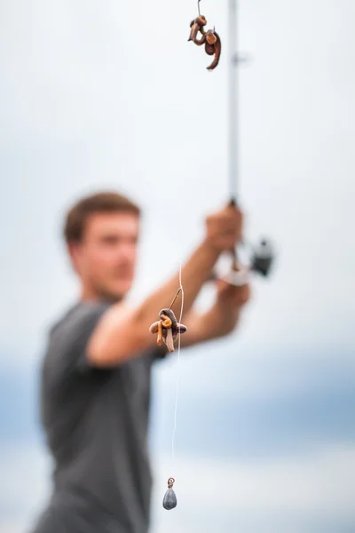 Pescador Pesca Flatfish — Fotografia de Stock