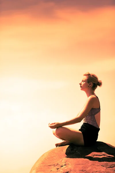 Woman doing Lotus Yoga Position — Stock Photo, Image