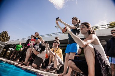 Kameralar, personel ve hakimler analiz bir freediver Protokolü 