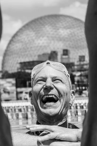 Happy Freediver out of the Water after his Performance Result. — Stock Photo, Image