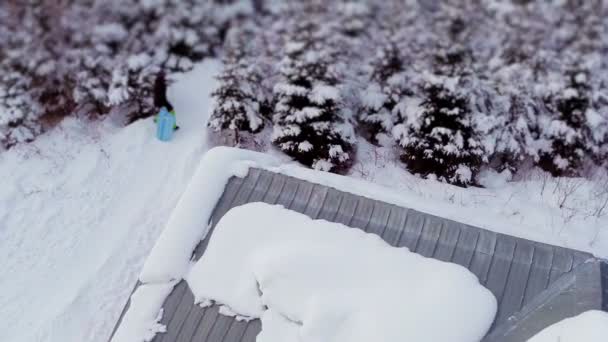 Vídeo aéreo de personas deslizándose en la naturaleza — Vídeo de stock