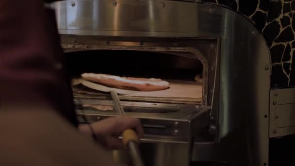 Folyamat Hogy Olasz Pizza Sütőben Szállítás — Stock videók
