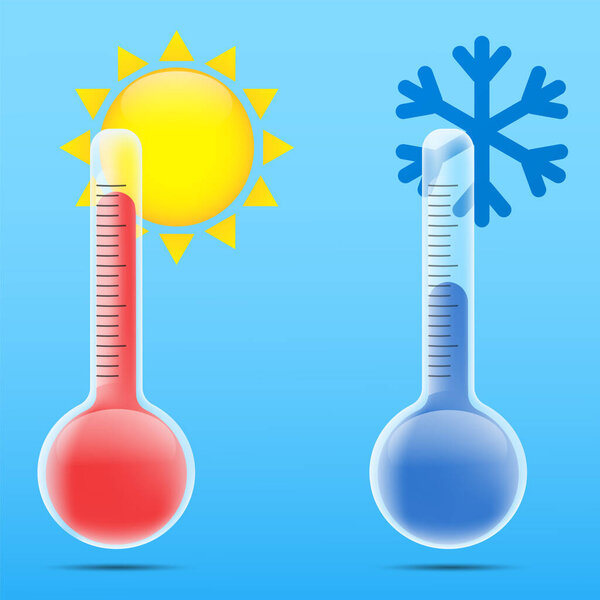 Vector drawing thermometers. Measuring instruments for air temperature
