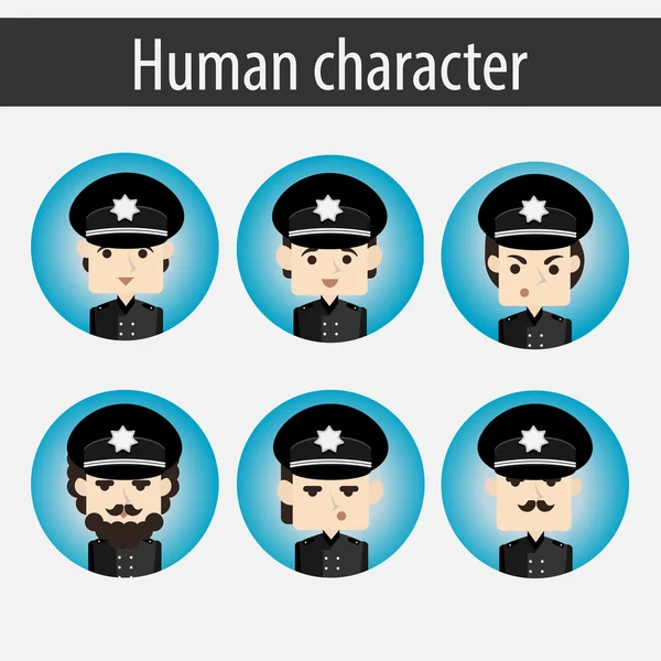 Встановити чоловіки європейські характер поліцейський — стоковий вектор