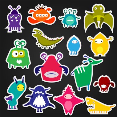 Renk uzaylı canavar etiket