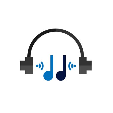 Teknoloji kulaklık notlar, düz simgesi