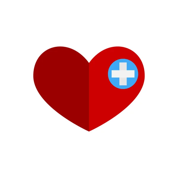 Rood hart cross geneeskunde platte pictogram — Stockvector