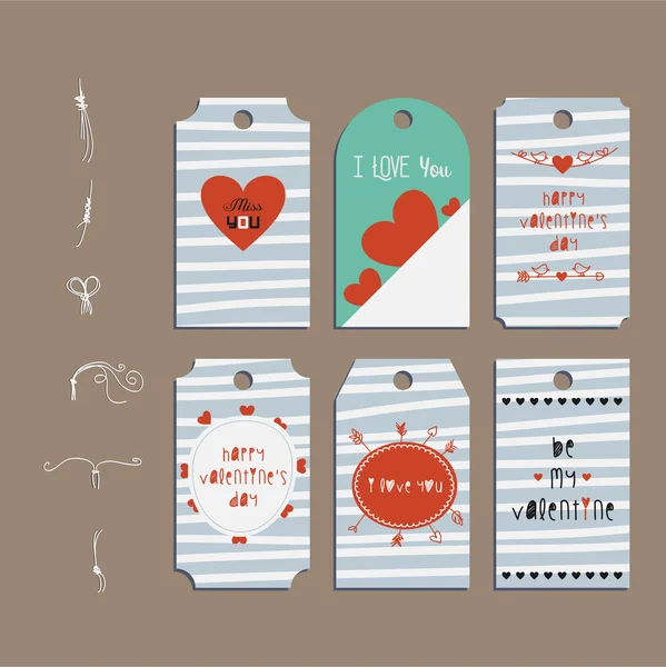 Set paper badge sticker Valentines day — Stock Vector