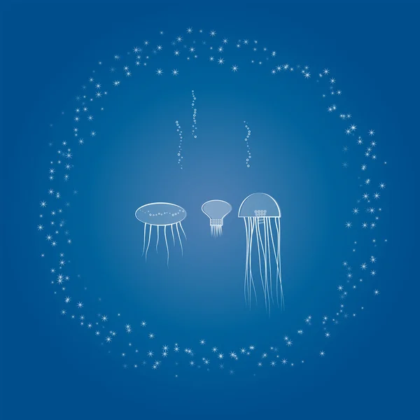 Medusas y estrellas de mar — Vector de stock