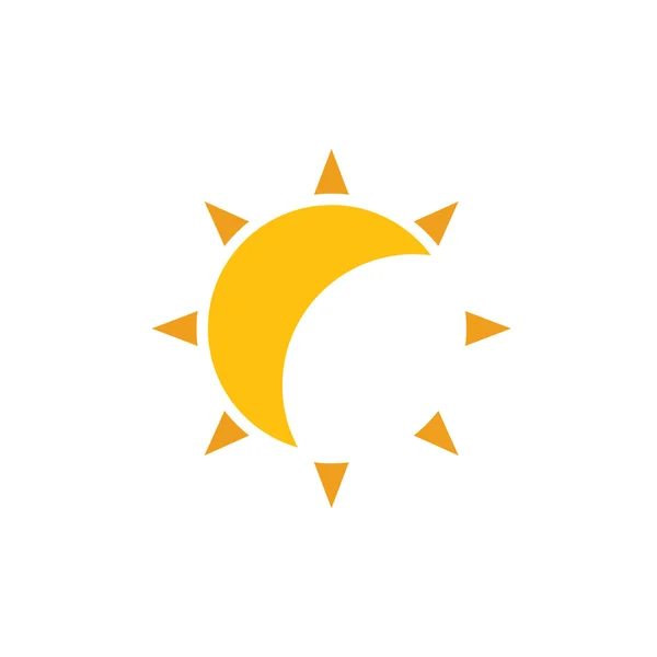 Gult guld sol med strålar platt ikon — Stock vektor