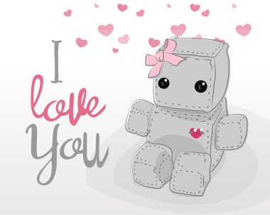 Cute robot kız peluş oyuncak hissettim