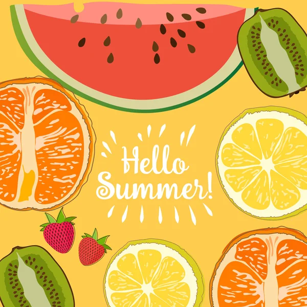 Dobrý den, v létě jahody — Stockový vektor